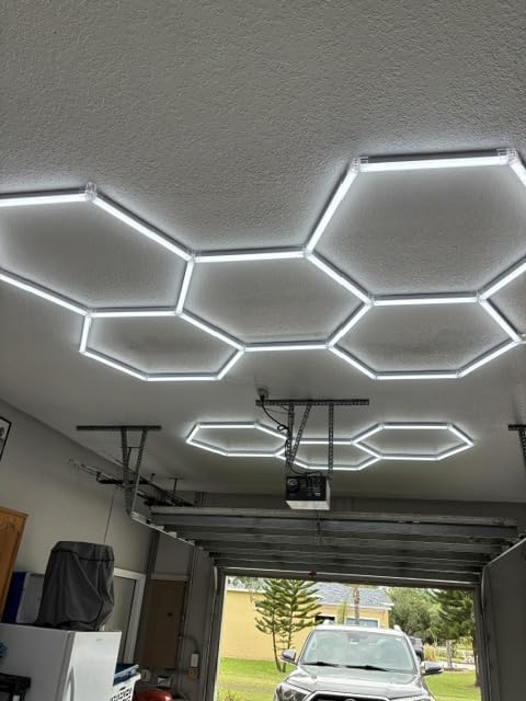 MODERN Hexagon Garage Light: Higher Brightness 720W 86400 Lumens Hexagon Led Garage Light with Rectangle Frame 6500K for Garage, Basement, Warehouse, Auto Beauty Shop, Car Detailing Shop etc. customer photo 1