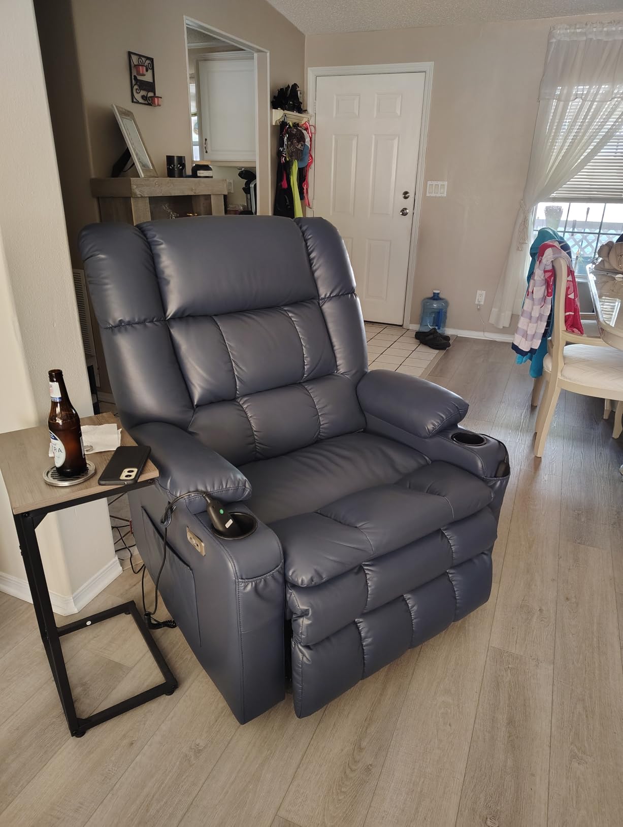 MCombo Dual Motor Power Lift Recliner Chair for Elderly, Lay Flat Lift Chair with Heat and Massage, Cup Holders, USB Ports, Faux Leather 7890 (Dark Brown, Medium) customer photo 2