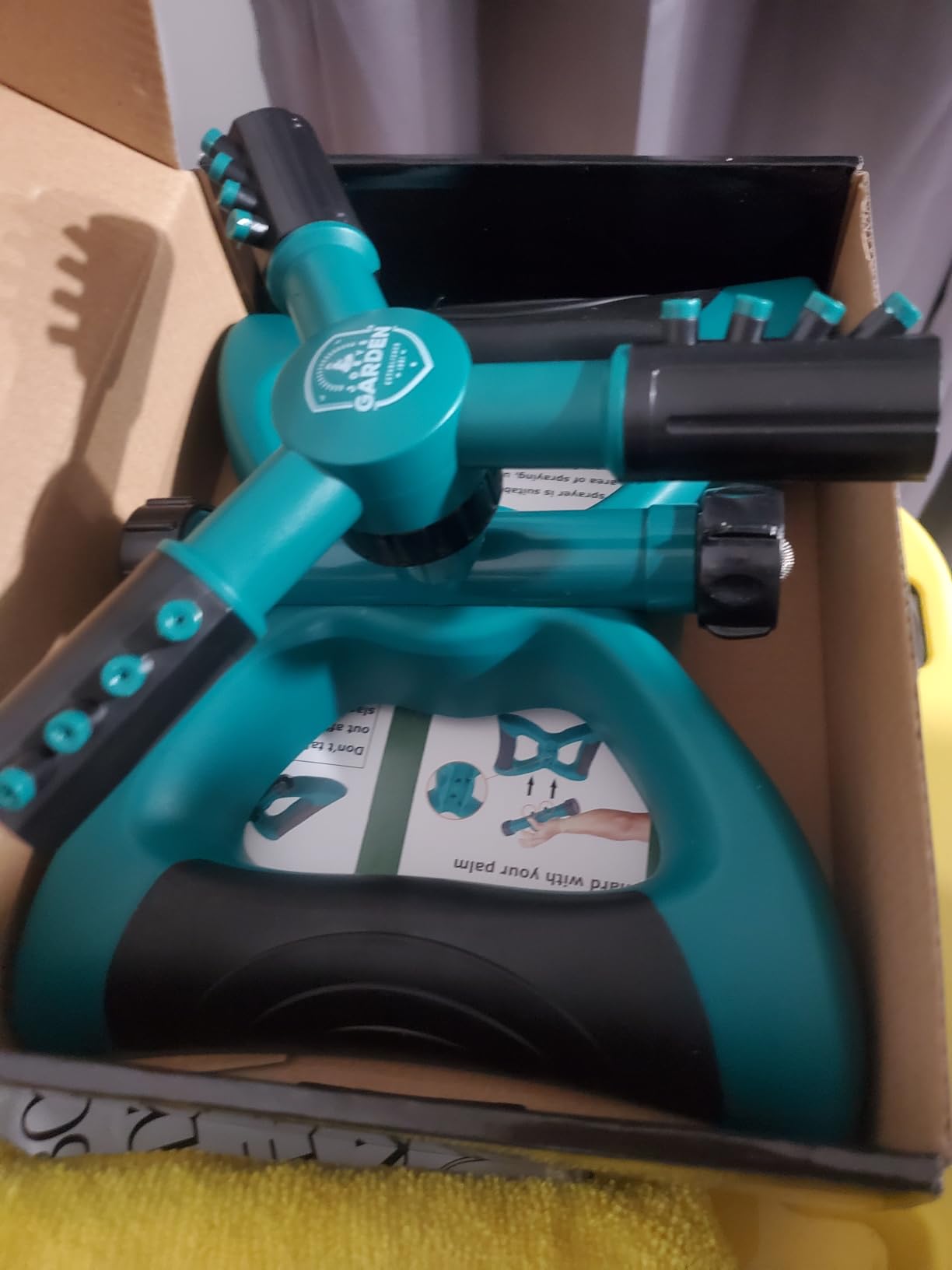 Joeys Sprinkler for Yard, Rotating Garden Sprinkler with 3 Adjustable Arms, Weighted Base, Expandable Connection customer photo 2