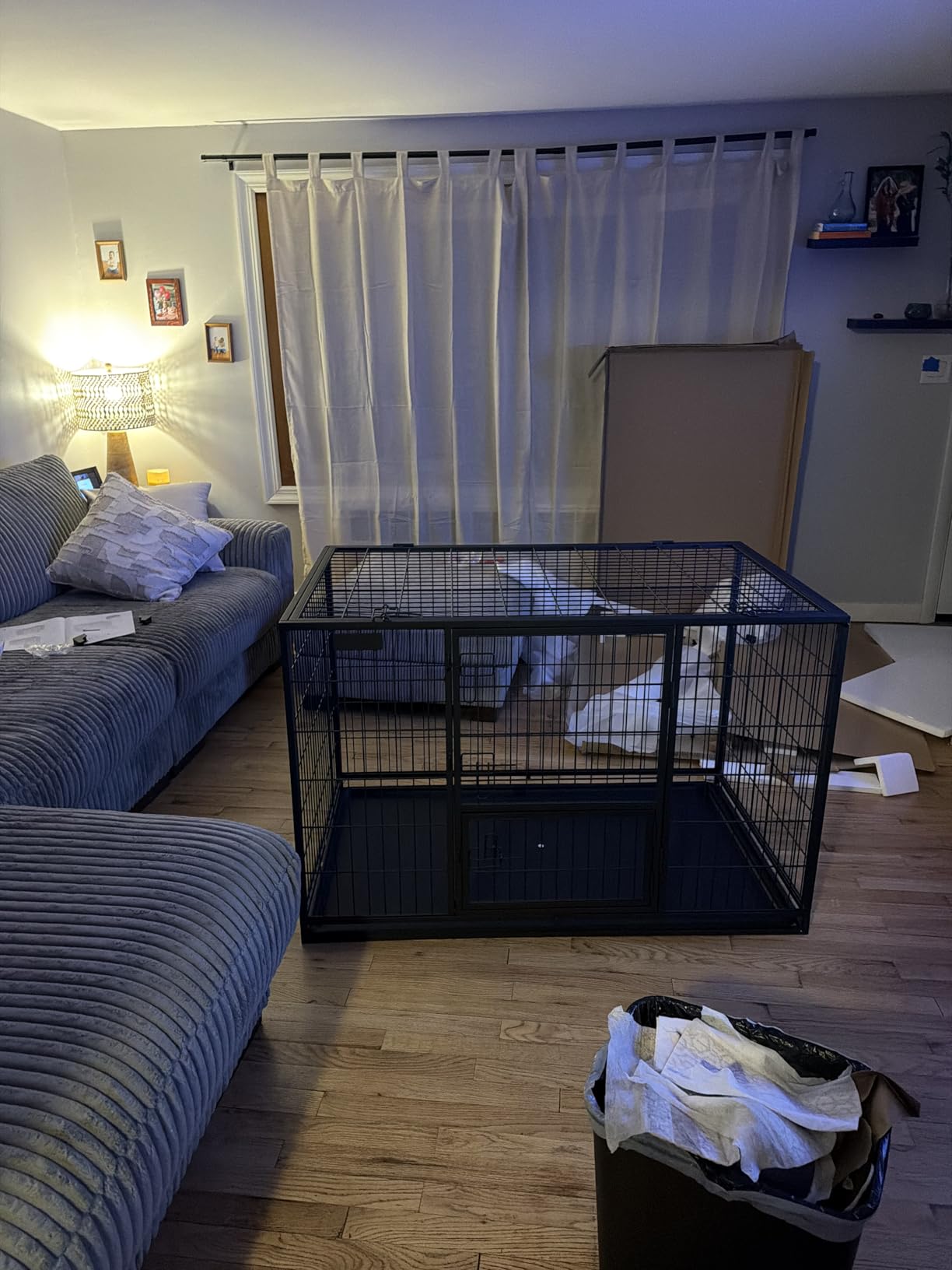 Feandrea 48 Inch Heavy Duty Dog Crate, Metal Escape Proof Dog Kennel with Double Doors and Convenient Feeding Door, Removable Tray, Easy to Clean, XXL Dog Crate for Large and Medium Dogs, Black customer photo 1