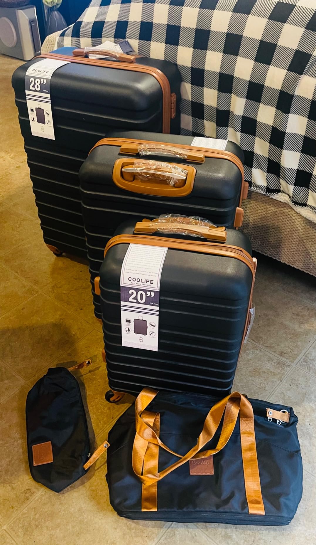 Luggage Sets Suitcase Set 3 Piece Luggage Set Carry On Hardside Luggage with TSA Lock Spinner Wheels (Dark Green, 5 piece set) customer photo 2