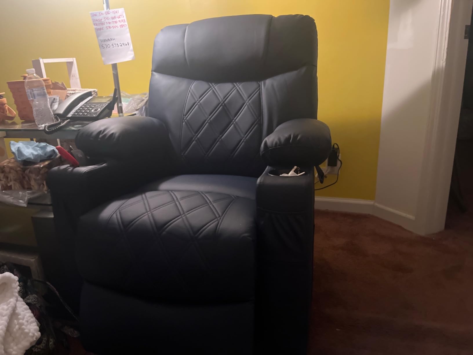 MCombo Small Power Lift Recliner Chair Sofa with Massage and Dual Heating, Adjustable Headrest for Elderly People Petite, USB Ports, Faux Leather 7111 (Cream White) customer photo 1