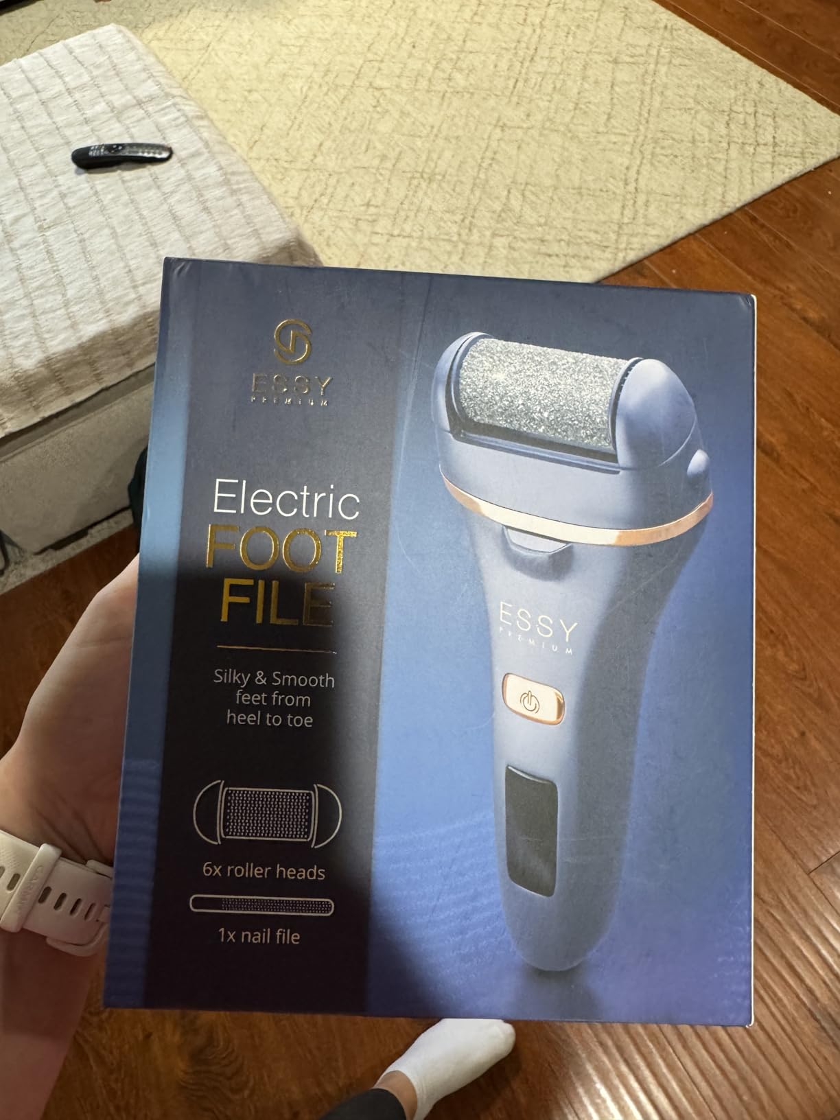 Essy Electric Foot File Rechargeable Waterproof with 5 Replacement Rollers for Women's, Men's Smooth Feet, Cordless Callus Remover, 2 Speeds, LED Display, USB Charging, Pressure-Lock Safety customer photo 1