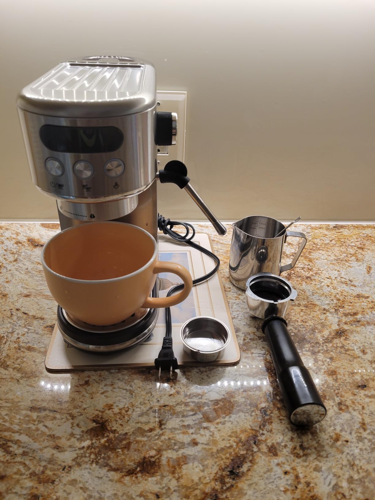 Neretva Espresso Machine 20 Bar, Super Compact Espresso Maker Stainless Steel Professional Coffee Machine with Power Steam & LED Display customer photo 1
