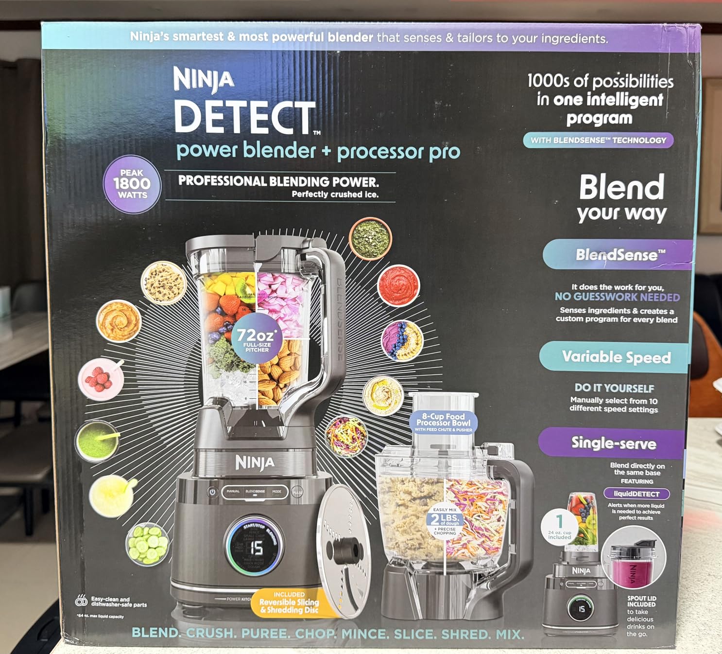 Ninja Kitchen System (TB401) | Food Processor & Blender with BlendSense Technology | 8-Cup Bowl & 24-oz. To-Go Cup | 1800-Peak-Watt | Black customer photo 2