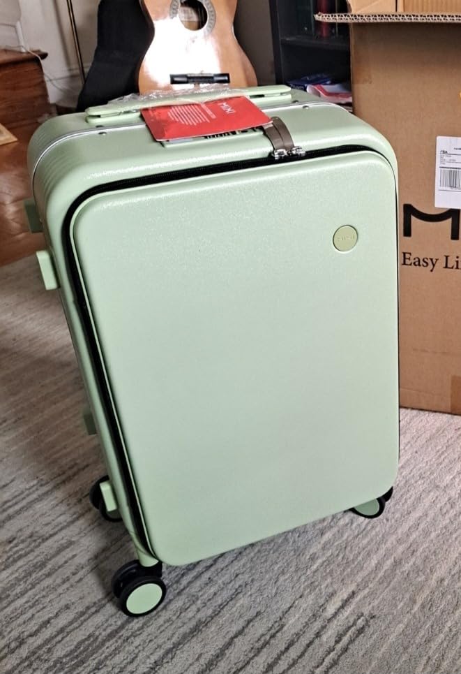 mixi Carry On Luggage with Cup Phone Holder and Charger, 20 Inch Smoke White Hard Shell customer photo 1