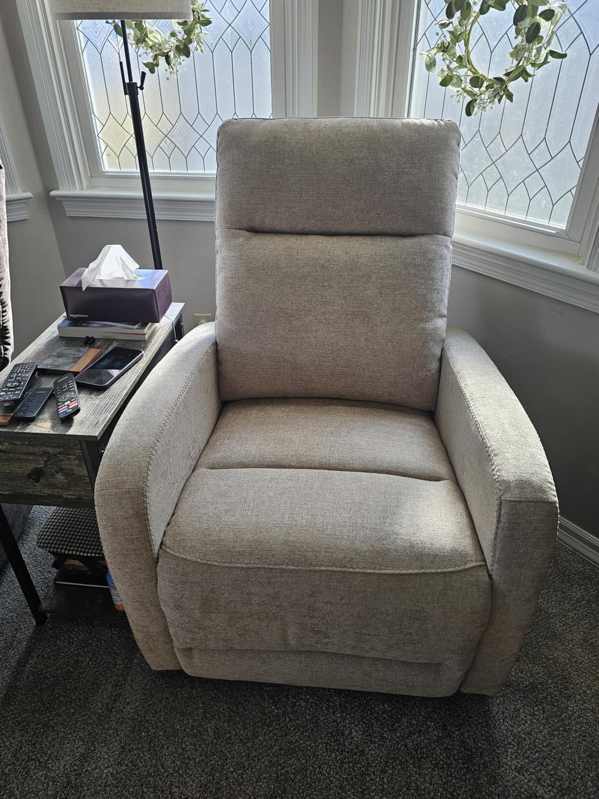 Watson & Whitely Zero Wall Recliners W Power Headrest, Reclining Chair with Type-C Charger, Small RV Recliners for Living Room, Faux Leather Chocolate customer photo 1