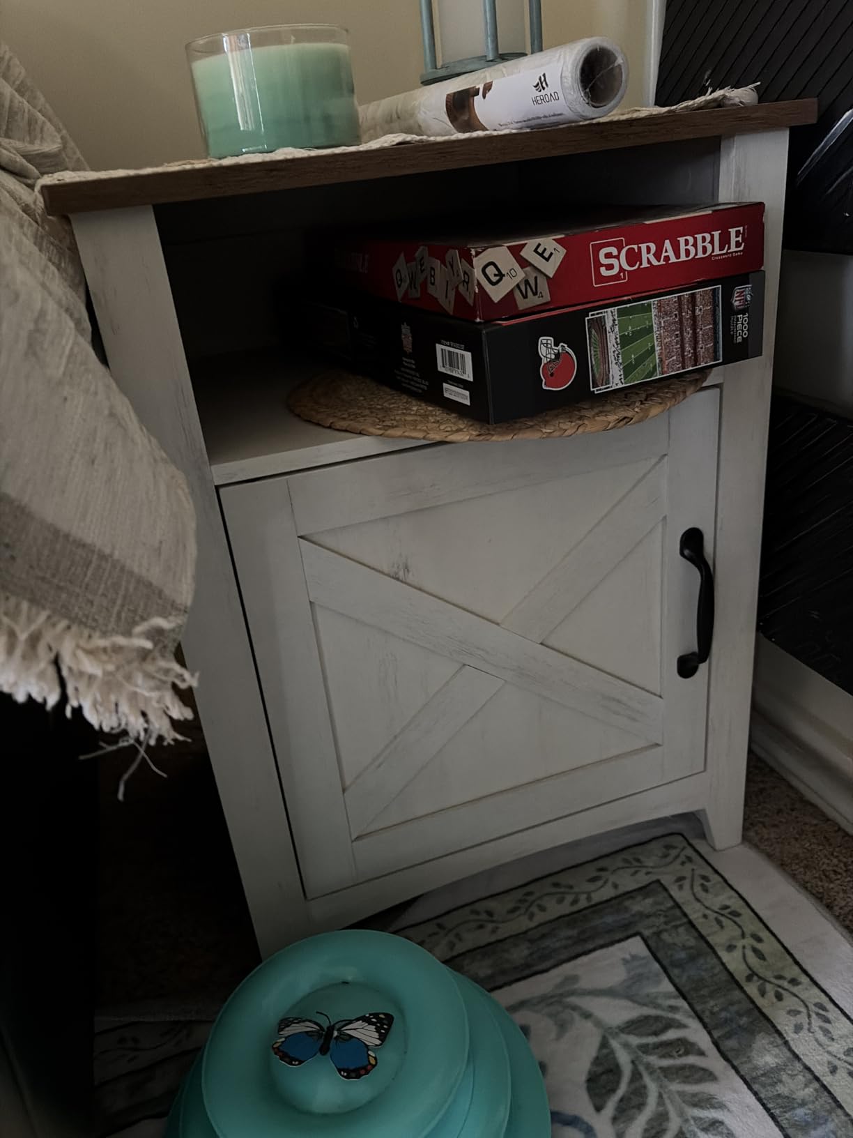 VASAGLE LIRY Collection - Farmhouse Nightstand with Barn Door, Set of 2, Bedside Table with Storage, Side End Table, Night Stand, Open Compartment, for Bedroom, Rustic White and Honey Brown customer photo 1