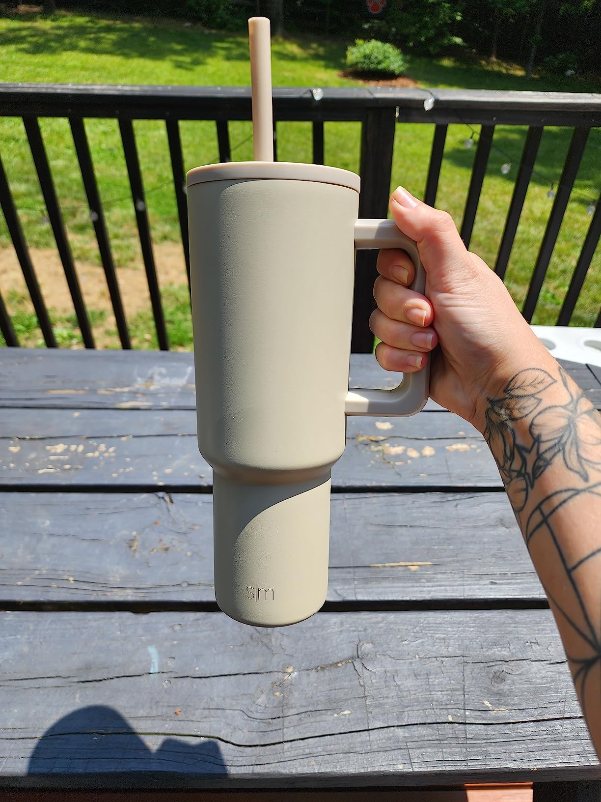 Simple Modern 40 oz Trek Tumbler with Handle and Straw Lid | Cup Holder Friendly Insulated Stainless Steel Travel Mug | 80s Mix customer photo 2