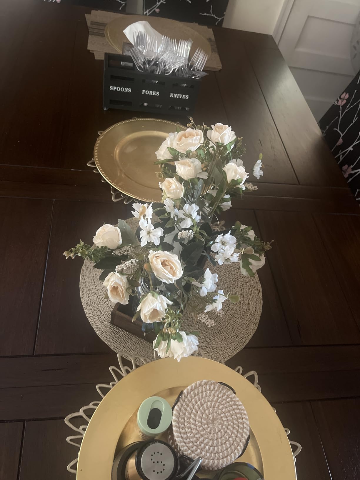 3 Pcs Mason Jar Centerpiece Table Decorations for Dining Table Decor Farmhouse Coffee Table Decor with Wood Tray and Led Light Table Centerpieces for Dining room Kitchen Living Bathroom, Orange customer photo 2