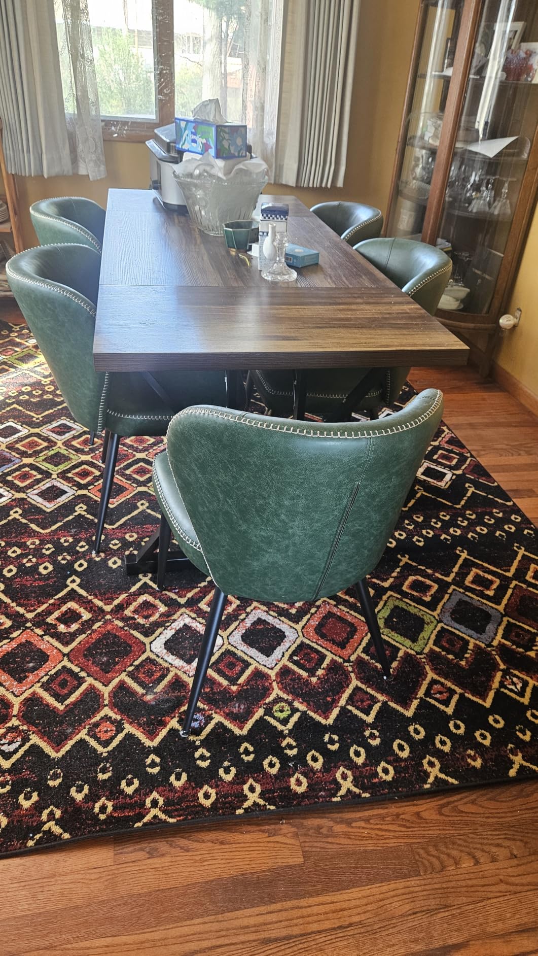 VASAGLE EKHO Collection - Dining Chairs Set of 2, Upholstered Kitchen Chairs, Comfortable Seat, Synthetic Leather with Stitching, Mid-Century Modern, Easy Assembly, Living Room Lounge, Caramel Brown customer photo 2