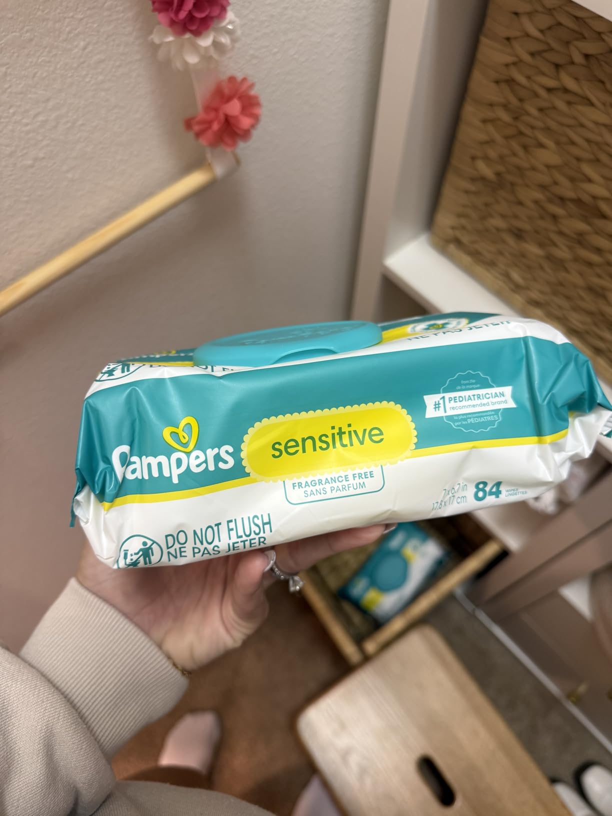 Pampers Sensitive Baby Wipes, Clinically Proven, Fragrance Free, Unscented, Water Based, Hypoallergenic, Multi-Use, Hand Wipes 1344 Wipes Total (24X Flip-Top Packs) [Packaging May Vary] customer photo 1
