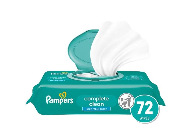 Pampers Baby Wipes, Complete Clean Baby Fresh Scented Wipe, Gently Cleans Head to Toe, 864 Total (12 Flip-Top Packs) customer photo 1