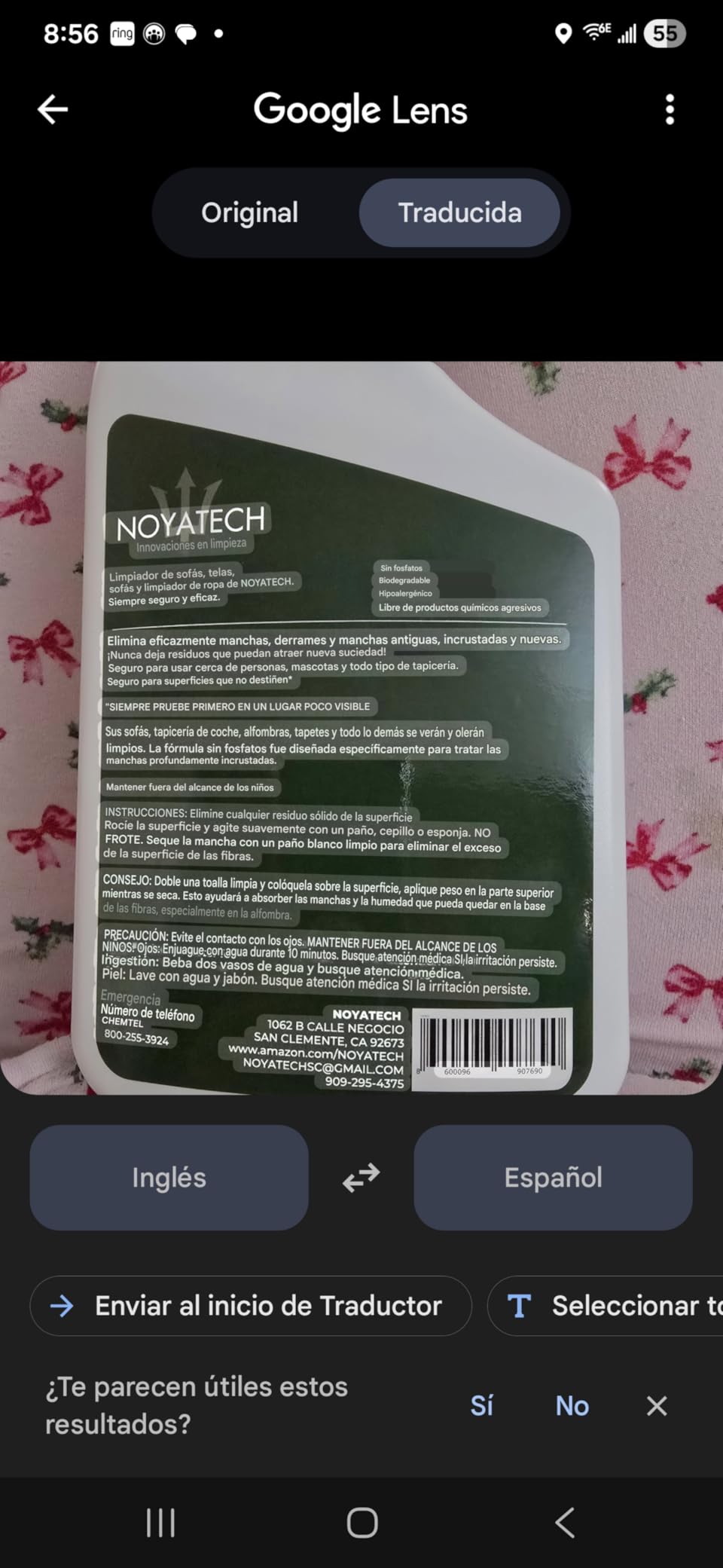 NOYATECH Couch Cleaner and Stain Remover Spray - Professional Strength, Multi-Surface Fabric and Upholstery Cleaner - Pet-Safe, Non-Toxic, Quick-Drying for Couches, Sofas & Car Interiors customer photo 2