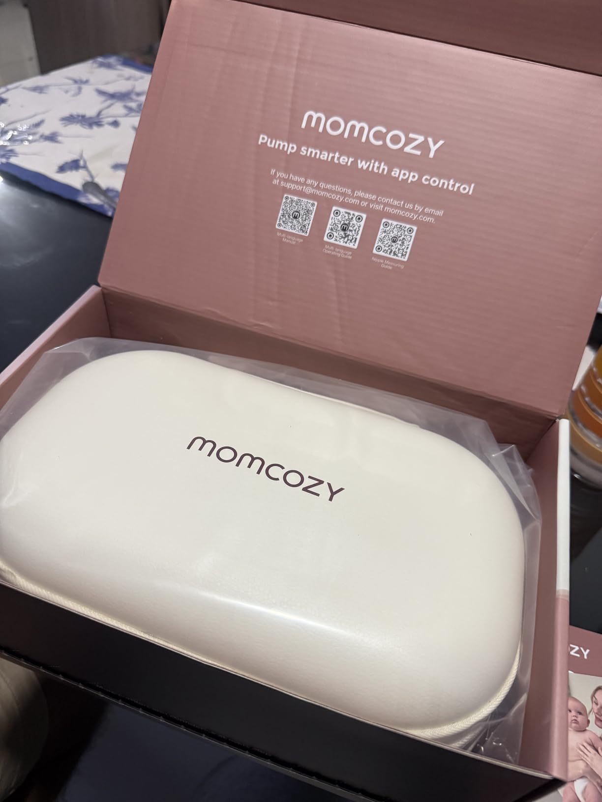 Momcozy M5 Lite Hands-Free Wearable Breast Pump, DoubleFit Flange for Baby-Like Comfort, 3 Modes & 9 Suction Levels, No Flange Insert or Hard Carry Case, 24mm, 2-Pack, Cozy Red customer photo 2