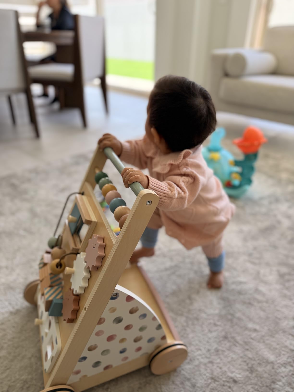 Tiny Land Wooden Baby Walker with Adjustable Speed, Montessori Activity Push Walker Toy for Toddlers (Morandi) customer photo 2