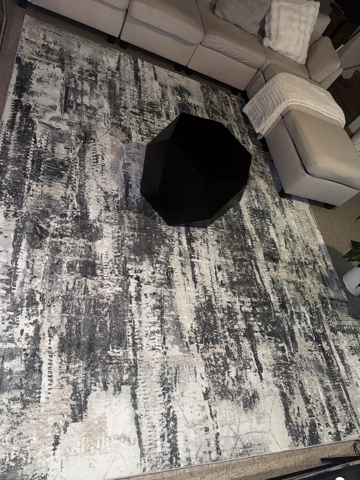 8x10 Area Rugs Washable Rug: Large Modern Abstract Living Room Rug Soft Anti-Skid Thin Carpet Indoor Floor Non-Shedding Carpets for Bedroom Dining Farmhouse Nursery Home Office Black Grey Gold customer photo 1