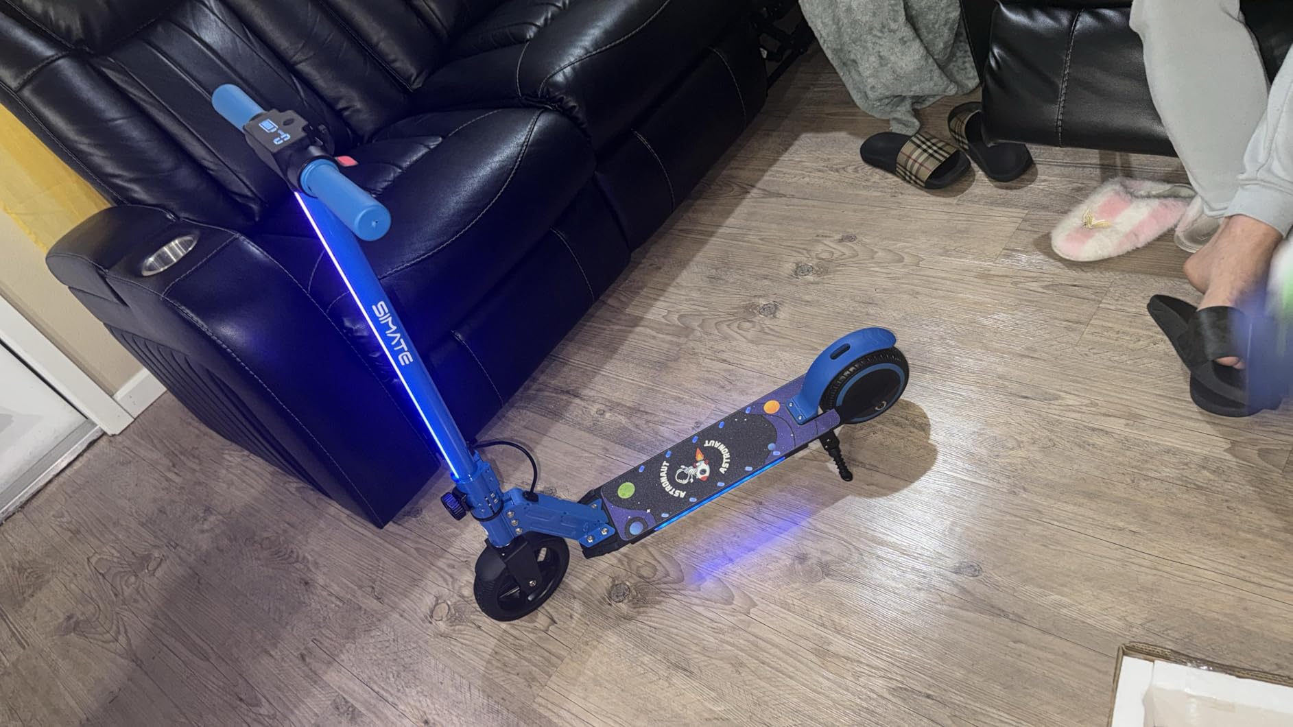 SIMATE Electric Scooter for Kids 6-14, e Kick Scooter with LED Display and Colorful Lights, Adjustable Height and Foldable, Double Brake, Gifts for Kids Girls Boys customer photo 2