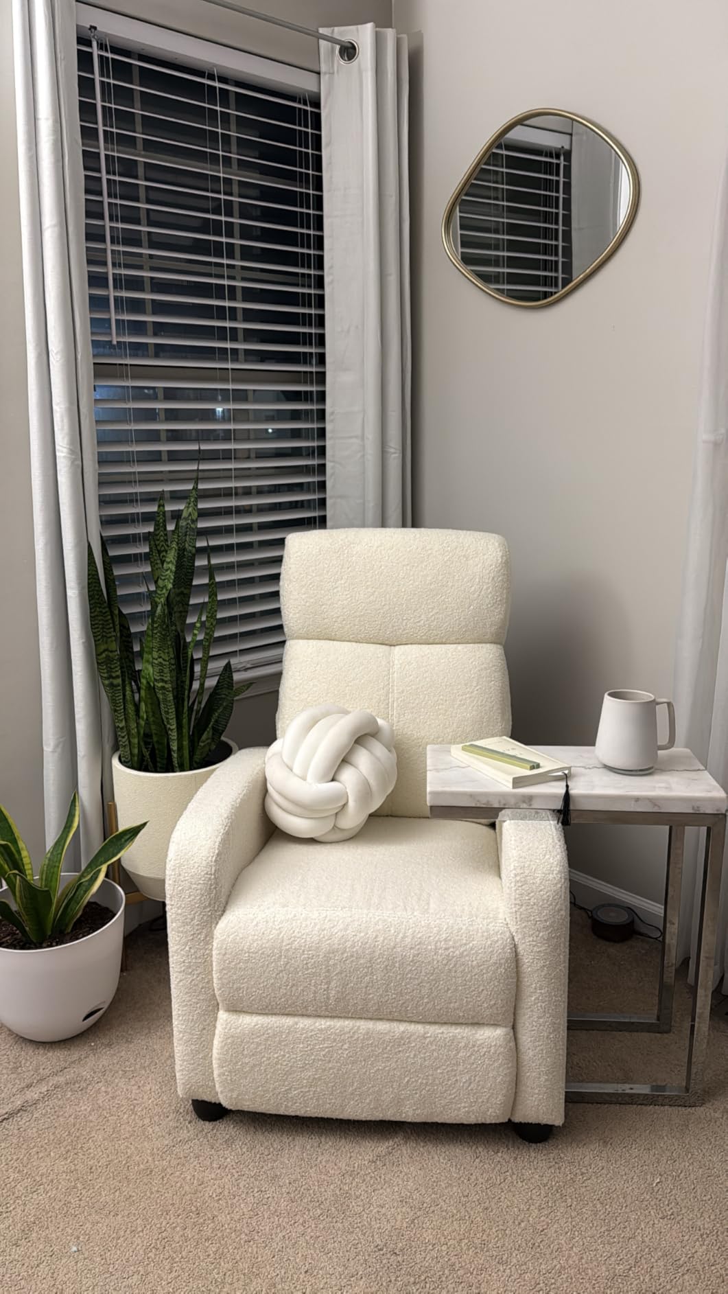 Yaheetech Fabric Recliner Chair Single Sofa Home Theater Seating Adjustable Modern Single Reclining Chair for Living Room Bedroom Home Theater Ivory customer photo 2