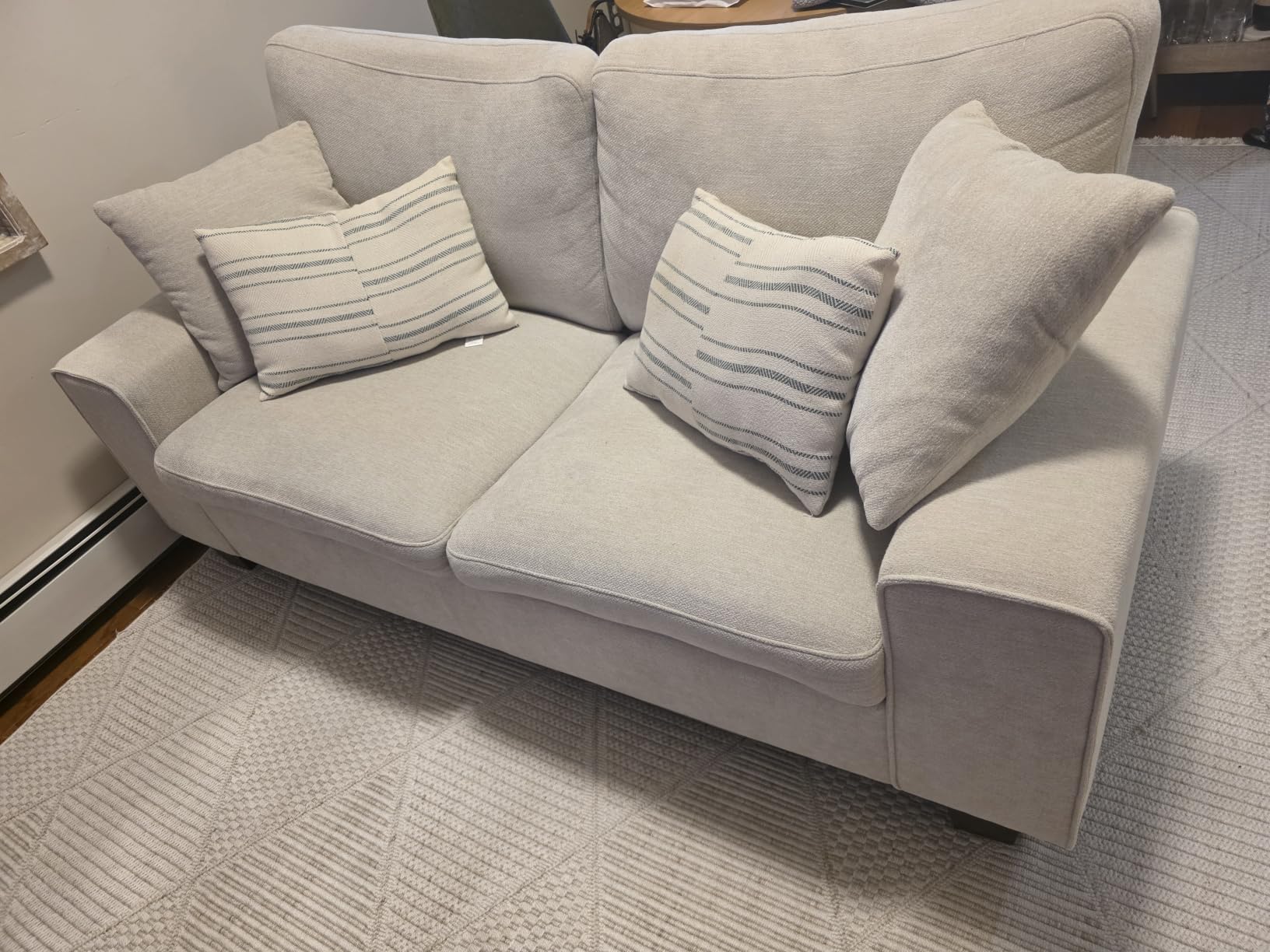 Modern Loveseat Sofa for Living Room, Chenille Recliner, Removable Cover, Pocket Spring Cushions, Solid Wood Frame, Easy Assembly for Small Spaces (71.25inch, Beige) customer photo 1