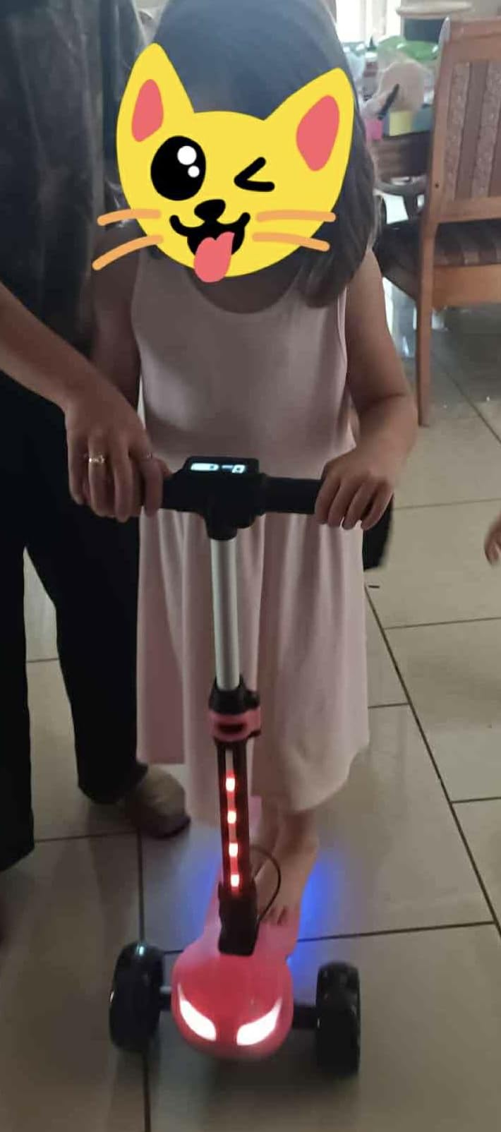 24V Electric Scooter for Kids w/150W Powerful Motor, Thumb Throttle, LCD Screen, Bluetooth, Light-Up Stem Deck & Wheels, 3 Adjustable Heights, 5MPH Safe Speed, 3 Wheel Electric Scooter for Kids customer photo 1