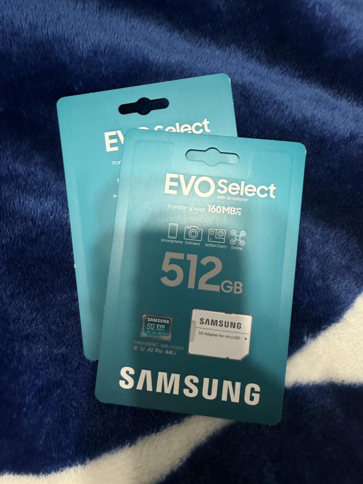 Samsung EVO Select microSD Memory Card + Adapter, 512GB microSDXC, Up to 160 MB/s, 4K UHD, UHS-I, C10, U3, V30, A2 (MB-ME512SA/AM) customer photo 1