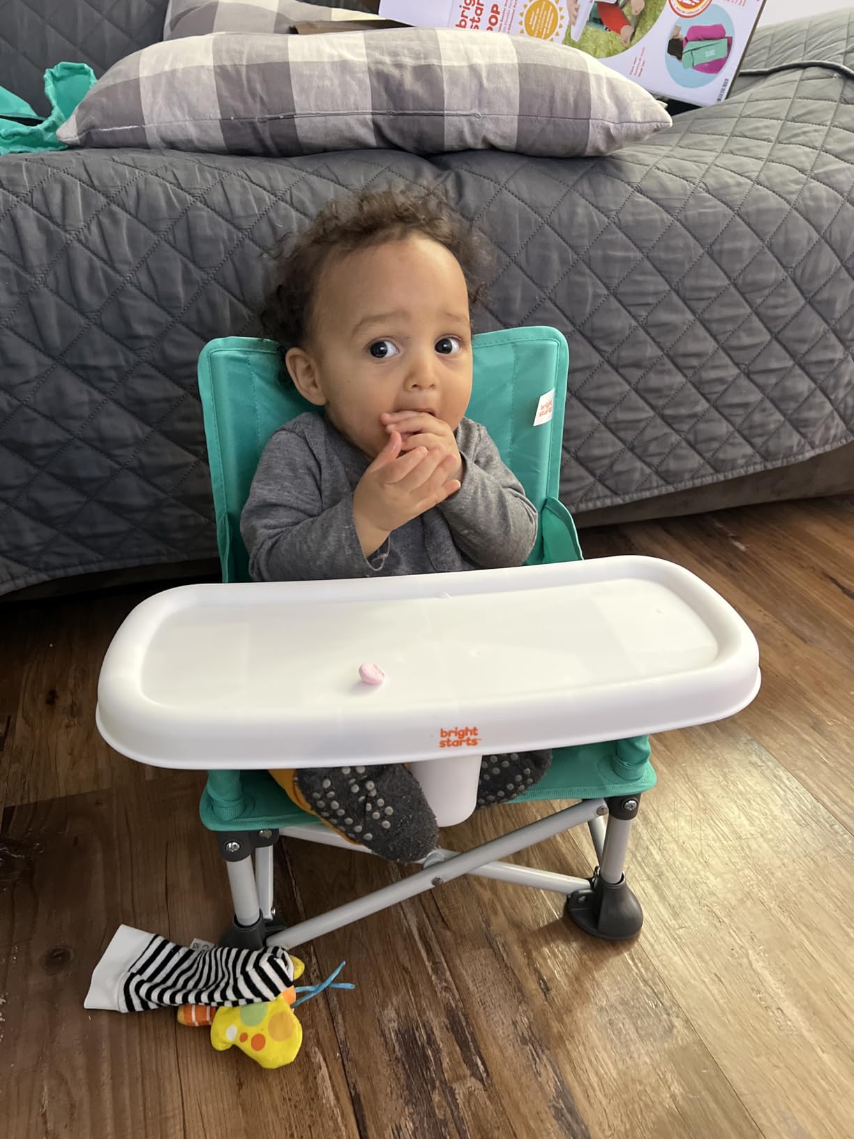 Bright Starts Pop 'N Sit Portable Booster Seat, 3-in-1 Floor Seat, Travel High Chair & Toddler Booster customer photo 2