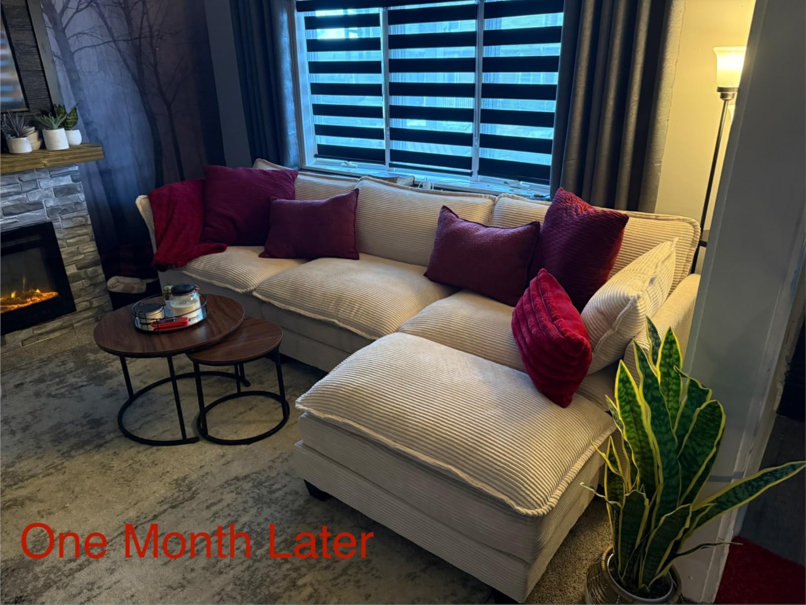 ROWHY Oversized Modular Sectional Sofa with Movable Ottoman, 112 Inch 4 Seat Modern Corduroy Sofa Set, Convertible L Shaped Couch for Living Room and Office, Beige customer photo 1