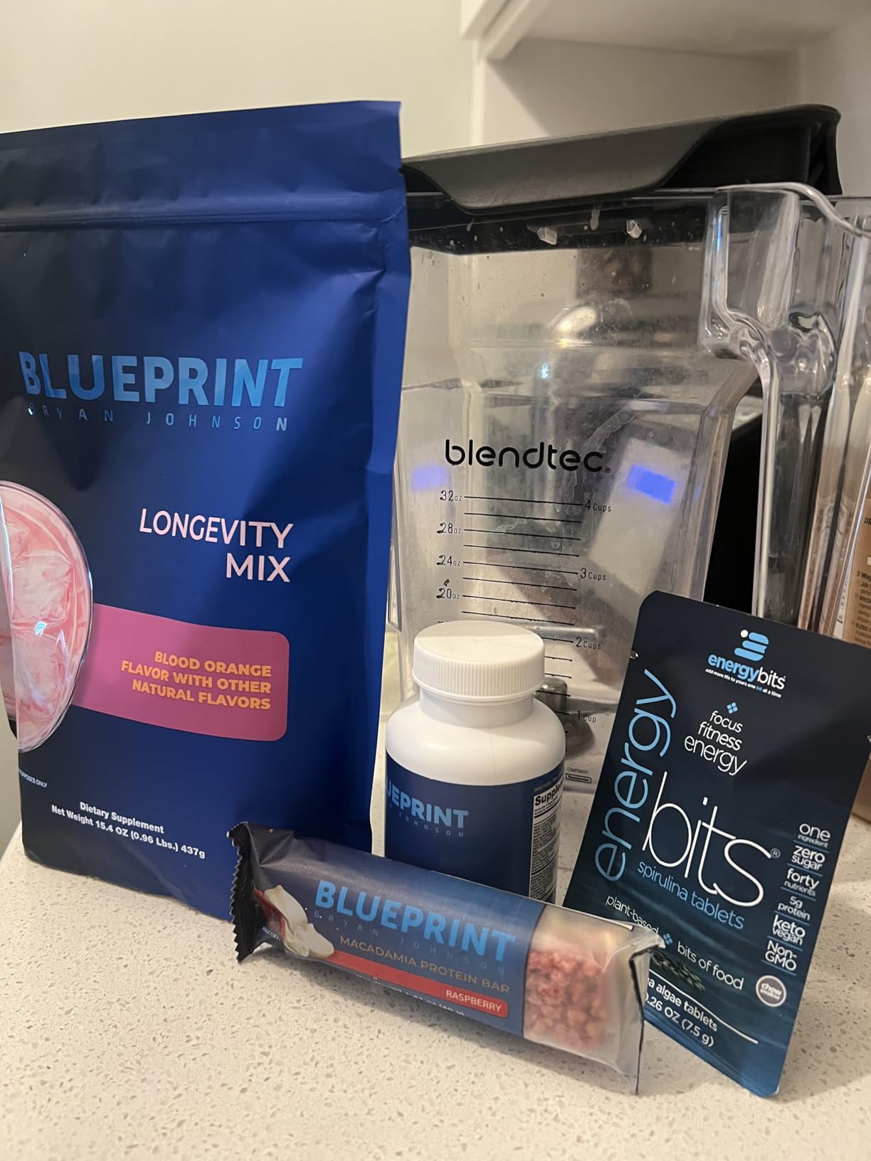 Blueprint Bryan Johnson Longevity Mix - Muscle Builder & Recovery Supplement - Promotes Focus and Balanced Mood - Magnesium, Creatine, L-Theanine, Glutathione & Vitamin C - 30 Servings, Blood Orange customer photo 1