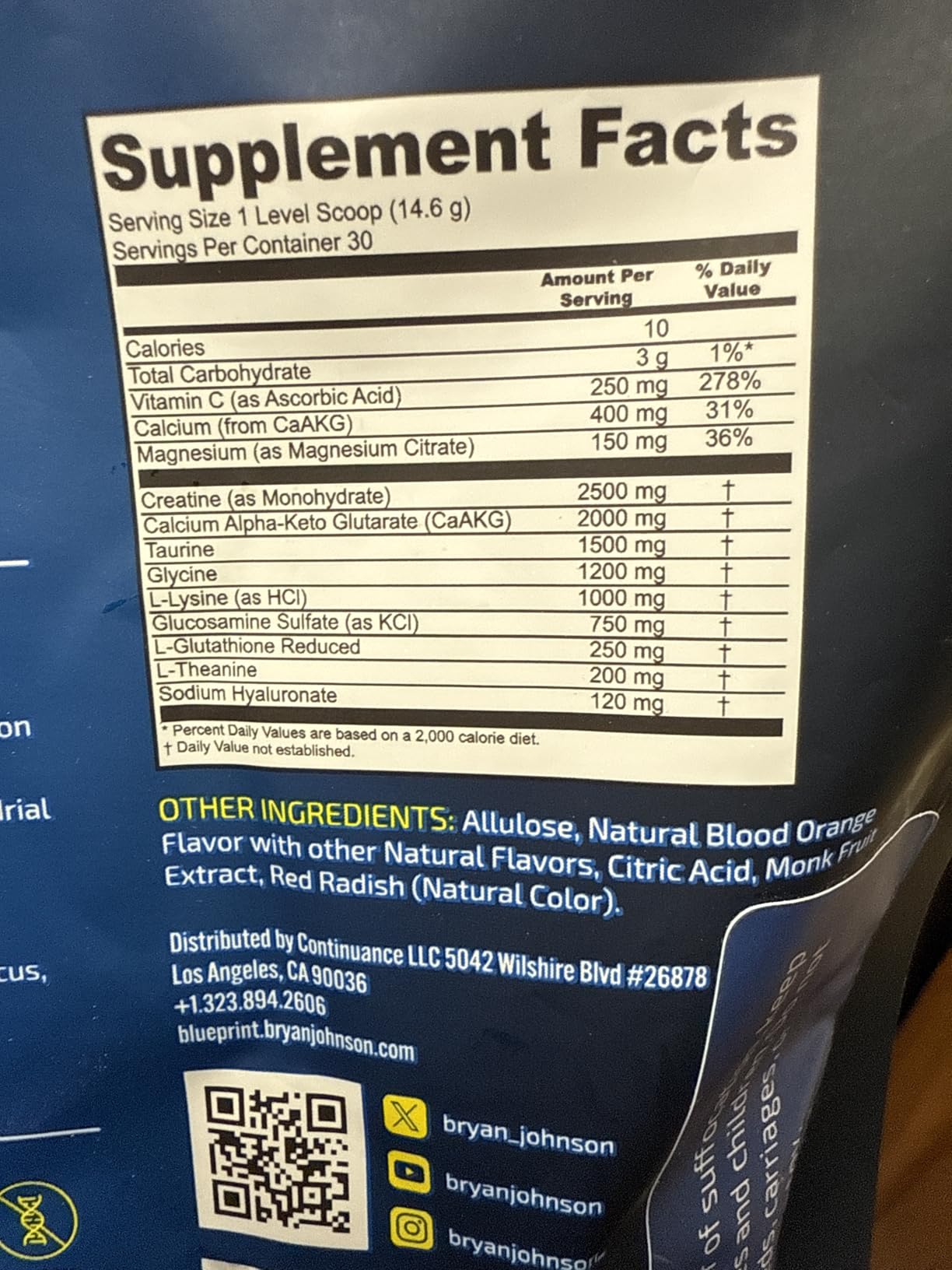 Blueprint Bryan Johnson Longevity Mix - Muscle Builder & Recovery Supplement - Promotes Focus and Balanced Mood - Magnesium, Creatine, L-Theanine, Glutathione & Vitamin C - 30 Servings, Blood Orange customer photo 2