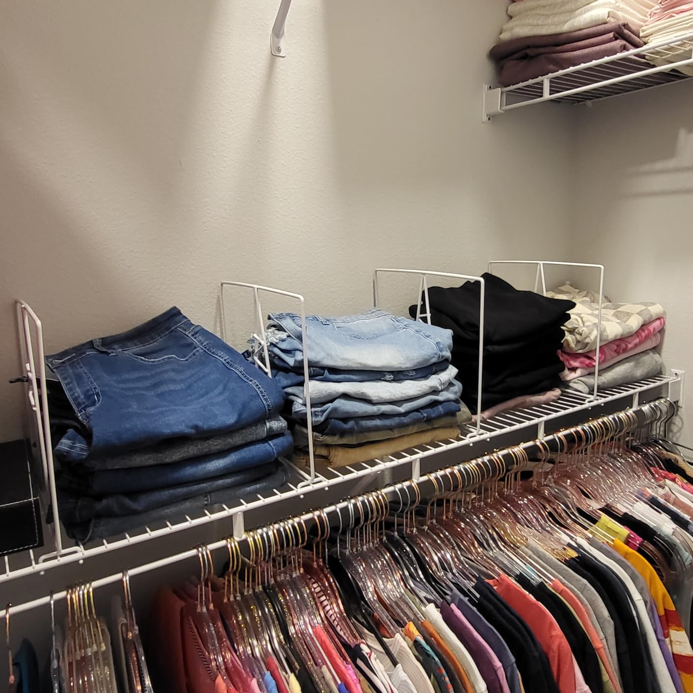 Wire Shelf Dividers - White Closet Organization & Storage Organizer - No Tool Shelf Divider for Wire Shelves - 8 Pack customer photo 1
