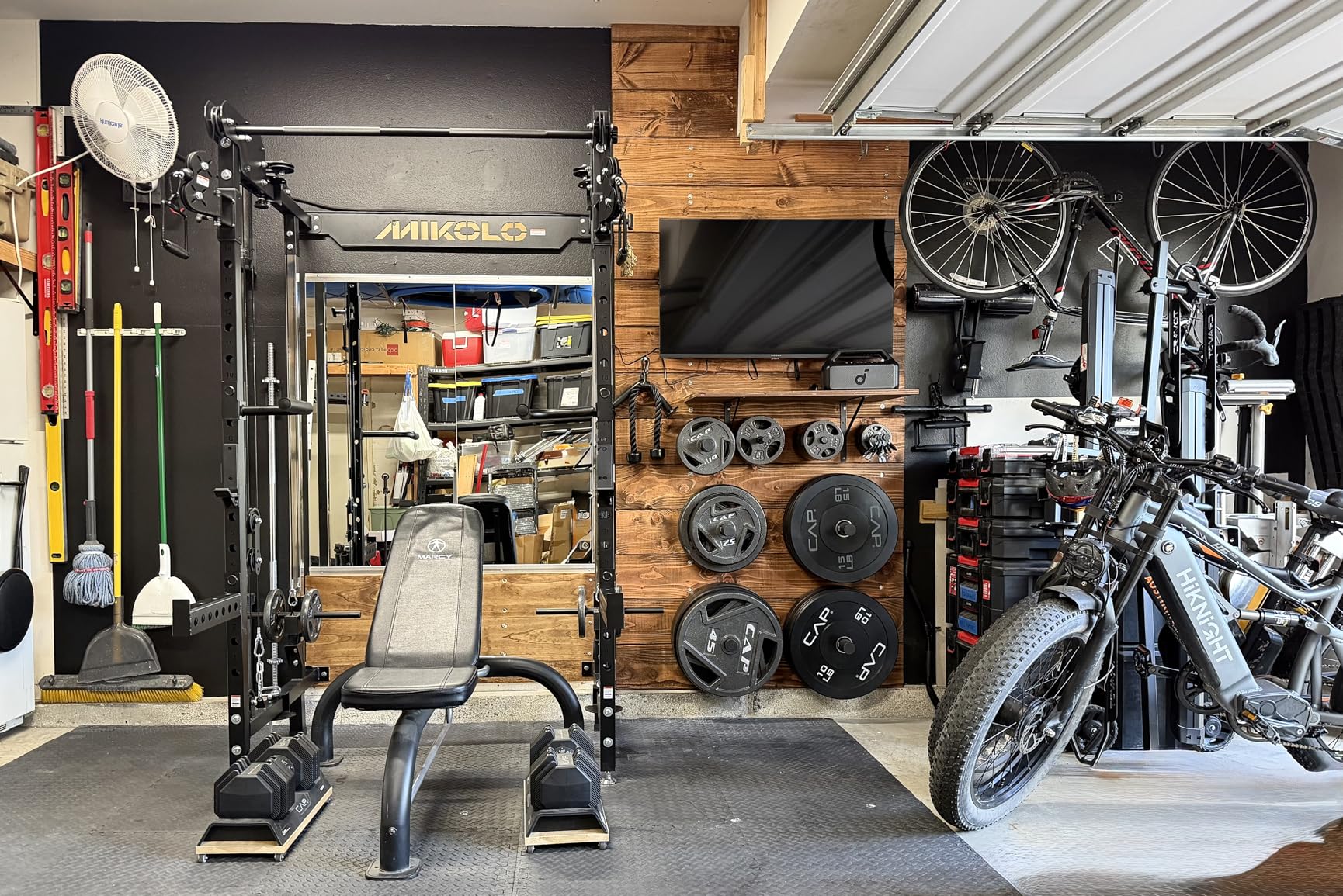 Mikolo Folding Squat Rack, Wall Mounted Power Rack with Cable Crossover & LAT Pull Down customer photo 1