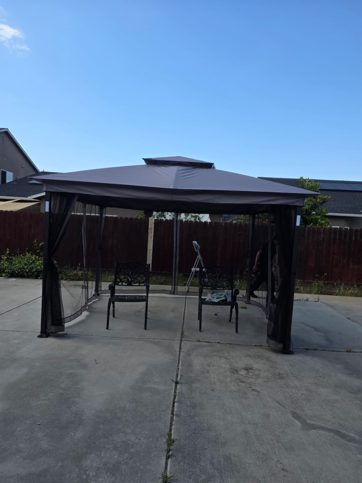 Patio Gazebo 11'x13' with LED Lights & Bluetooth Speaker, Heavy Duty Outdoor Canopy Shelter with Metal Frame, Double Roofs, Soft-top Gazebo with Netting and Curtains for Backyard customer photo 1