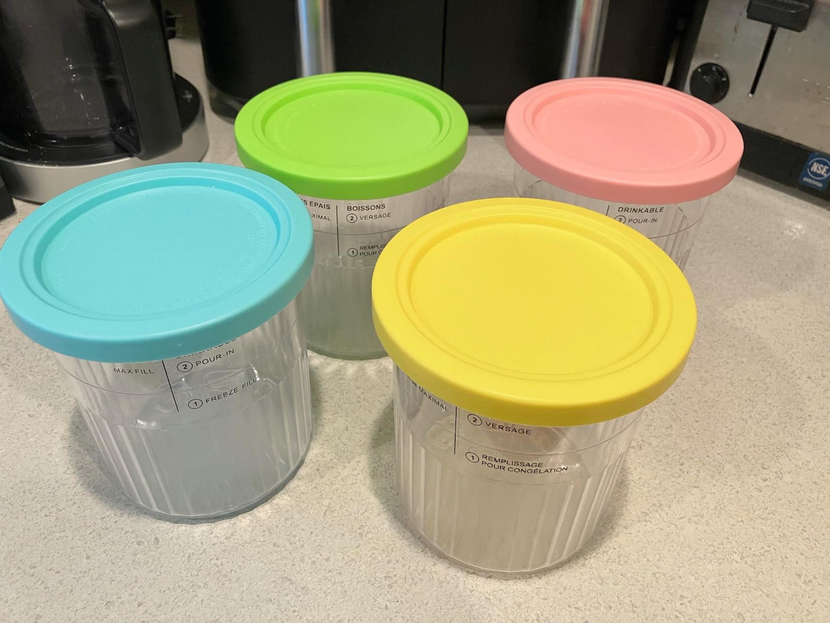 4 Pack Creami Deluxe Pints & Lids, 24oz Family Size XL Cups for Ninja Creami 11-in-1 NC501 NC500 Series Deluxe Ice Cream Maker customer photo 2