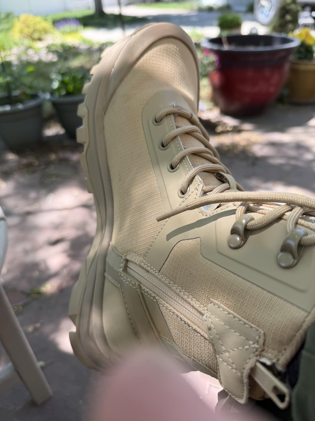Tactical Boots for Men Lightweight Military Combat Boot Side Zipper Motorcycle Hiking Work Boots Waterproof 8 Inches customer photo 1