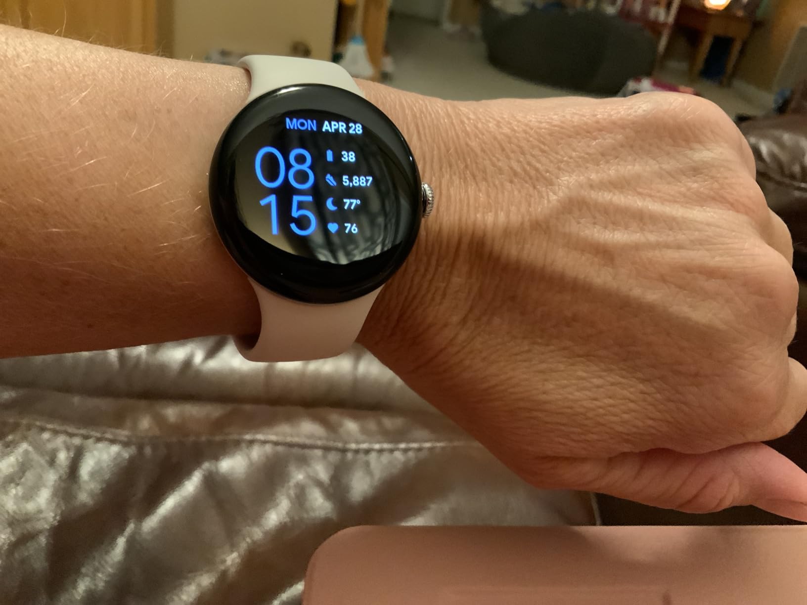 Pixel Watch 3 (45mm) 2024 Model - Android Smartwatch, Heart Rate Tracking, Fitbit Advanced Running, Fitness Insights, 24-Hour Battery - Matte Hazel Aluminum Case - Hazel Band - Wi-Fi customer photo 2