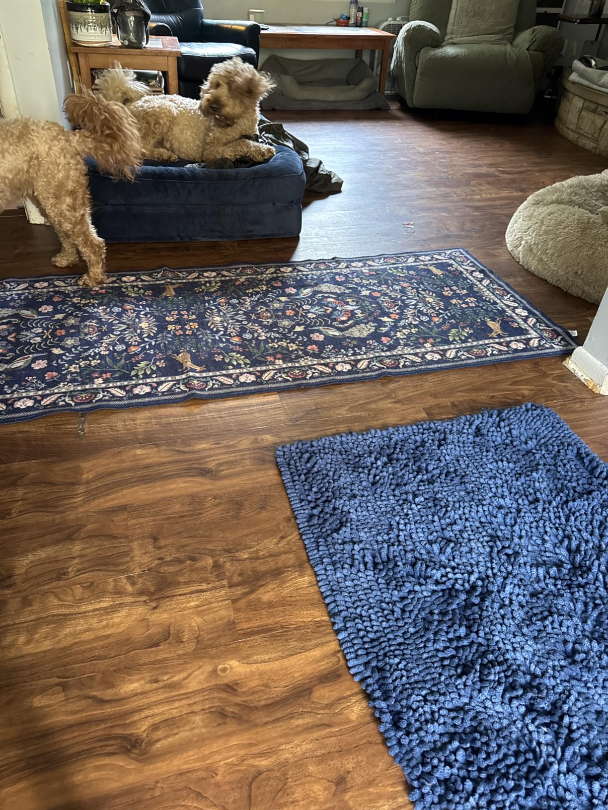 Rugcomf Runner Rug Washable Kitchen Runner 2'x 6' Runner Rug Floral Non-Slip for Entryway Indoor Soft Carpet Runner for Hallways, Kitchen, Laundry, Bedroom, Bathroom (Blue) customer photo 2