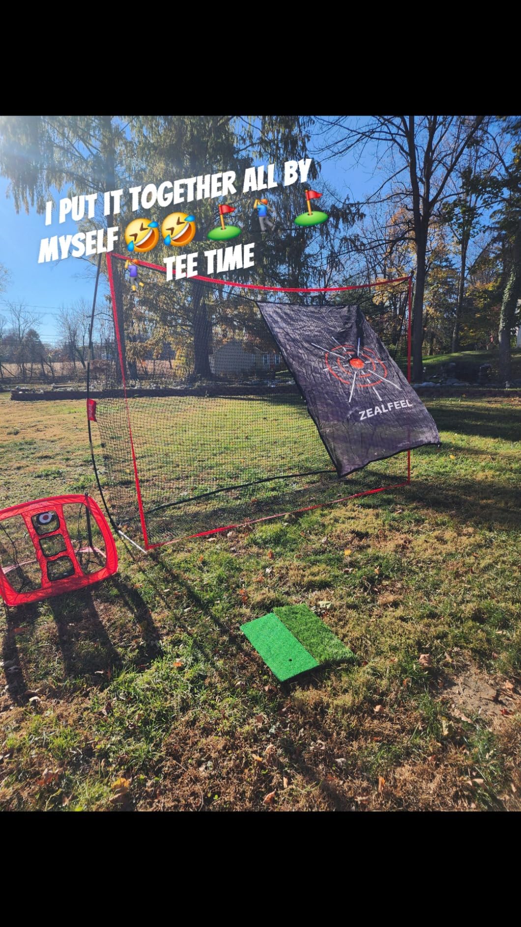 ZEALFEEL Golf Net, 10x7FT/10x8FT/11x8FT Golf Simulator Cage System with Impact Screen & Side Barriers, Golf Practice Net for Indoor Outdoor Backyard Driving & Home Garage Training customer photo 1