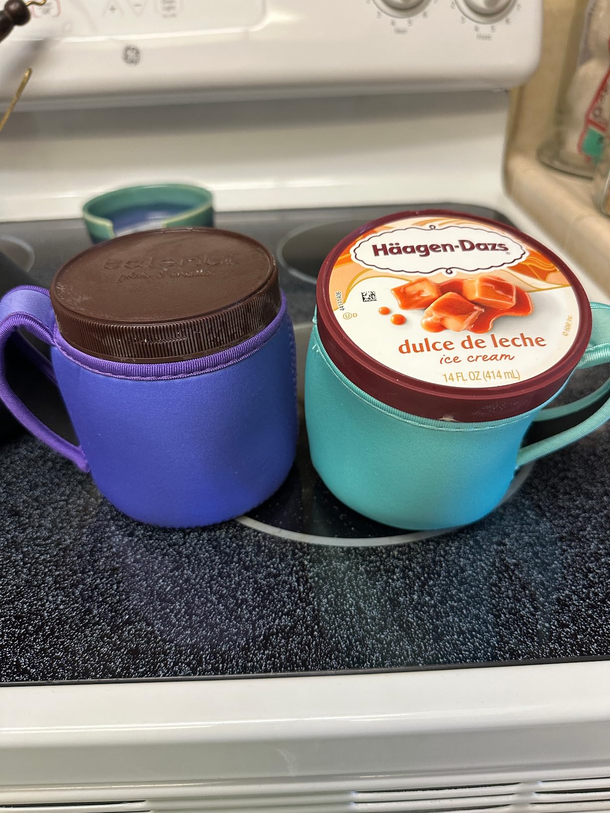 4 Pack Reusable 24oz Ice Cream Sleeves with Handle, Neoprene Insulated Sleeves for Ninja Creami NC501, NC500 Series Deluxe Ice Cream Maker Containers(Solid Color) customer photo 2