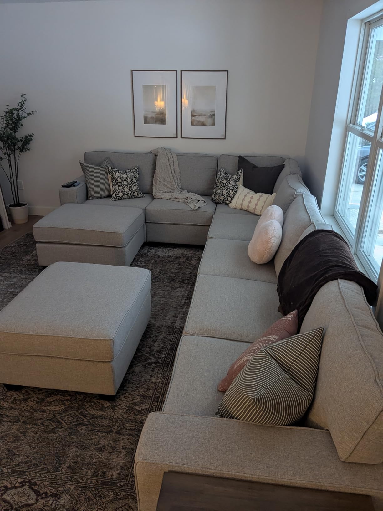 Legend Vansen Oversized Modular Sectional Sofa, U/L-Shaped Reversible Couch with Ottoman, Deep Seat Plush Polyester Sofa for Living Room, 8-Seater, Light Grey customer photo 1
