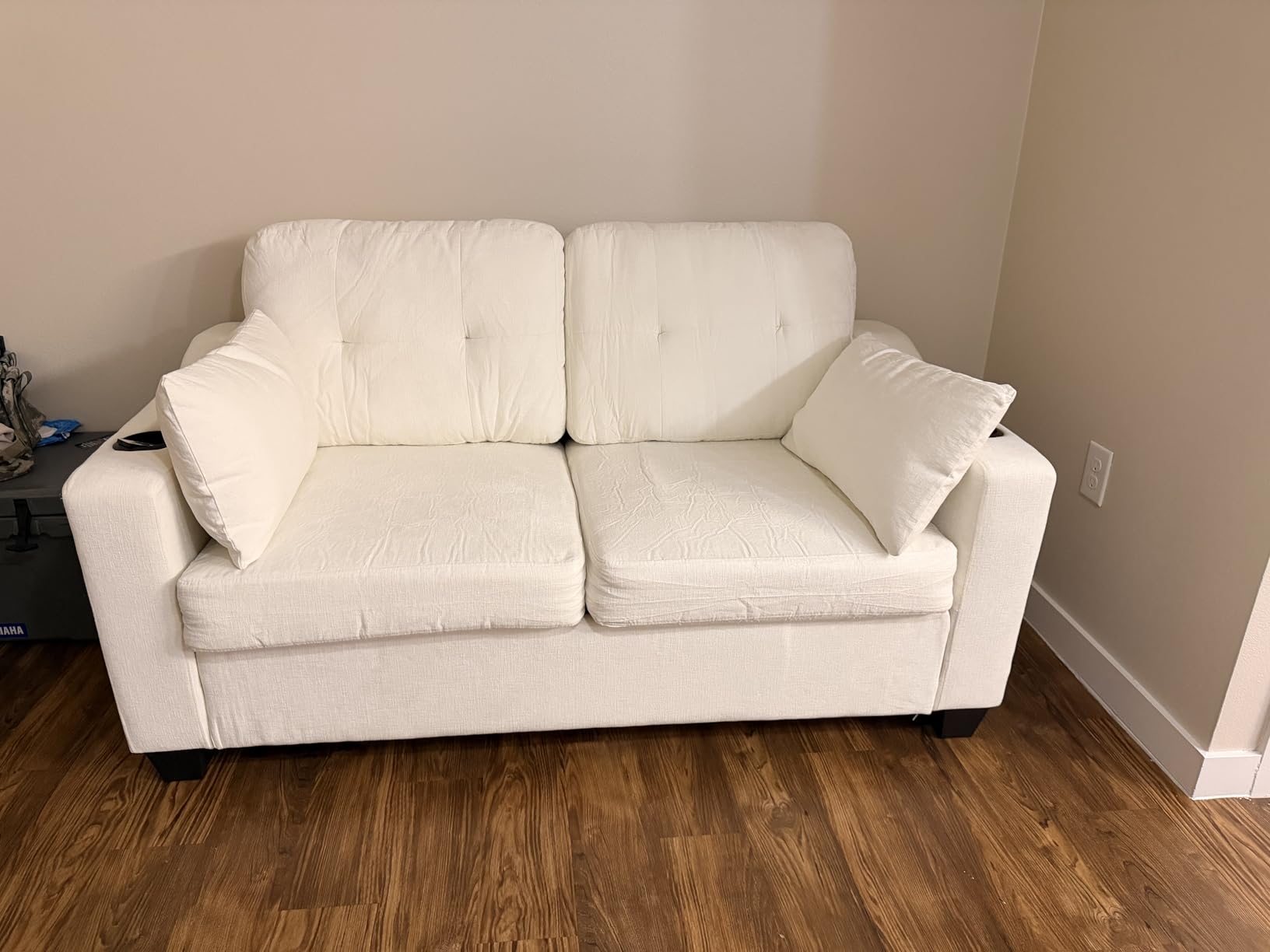 Queen Size Pull Out Sleeper Sofa Bed, 2-in-1 Convertible Corduroy Pull Out Couch Bed with USB Charging, Memory Form Loveseat Sleeper for Living Room, Apartment, Small Space, Corduroy Green, Queen Size customer photo 2
