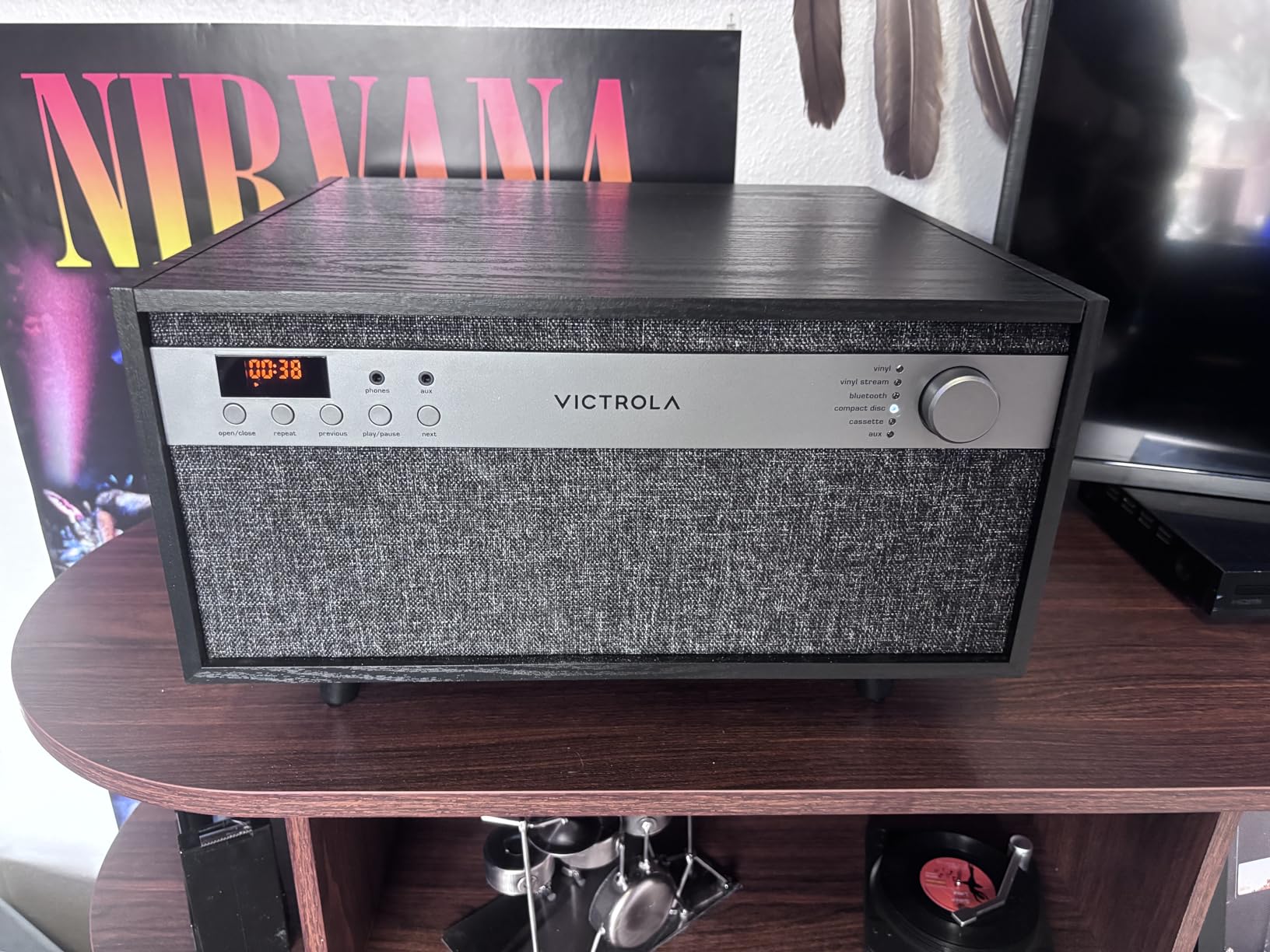 Victrola Century 6-in-1 Vinyl Record Player & Music Center - 3-Speed Turntable, CD & Cassette Player, VINYLSTREAM, Bluetooth & 3.5mm Aux, Record Player with Speakers, Mid Century Design customer photo 1