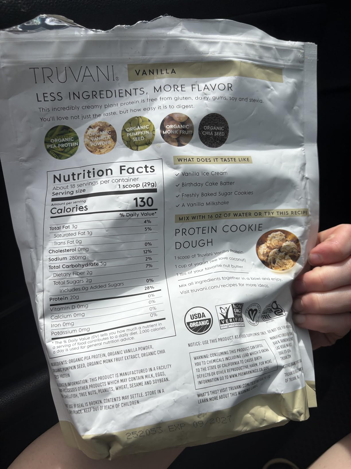 Truvani Organic Plant Based Protein Powder | Vanilla | 20g Pea Protein | 18 Servings | Vegan & Keto | Gluten & Dairy Free | Low Carb | No Added Sugar customer photo 2