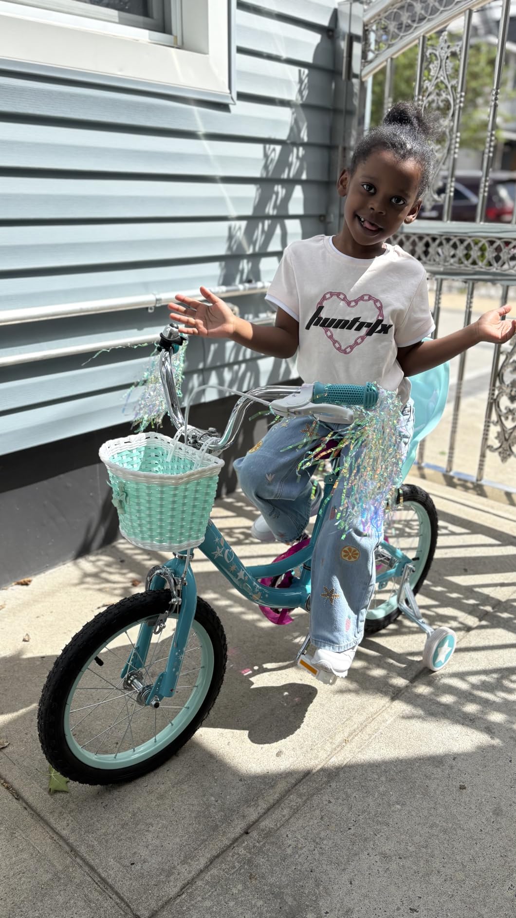 WEIZE Kids Bike, 14 16 Inch Children Bicycle for Girls Ages 4-12 Years Old, Front Basket, Bell, Streamer, Doll Seat, Adjustable Seat & Handlebars, Coaster Brake customer photo 1