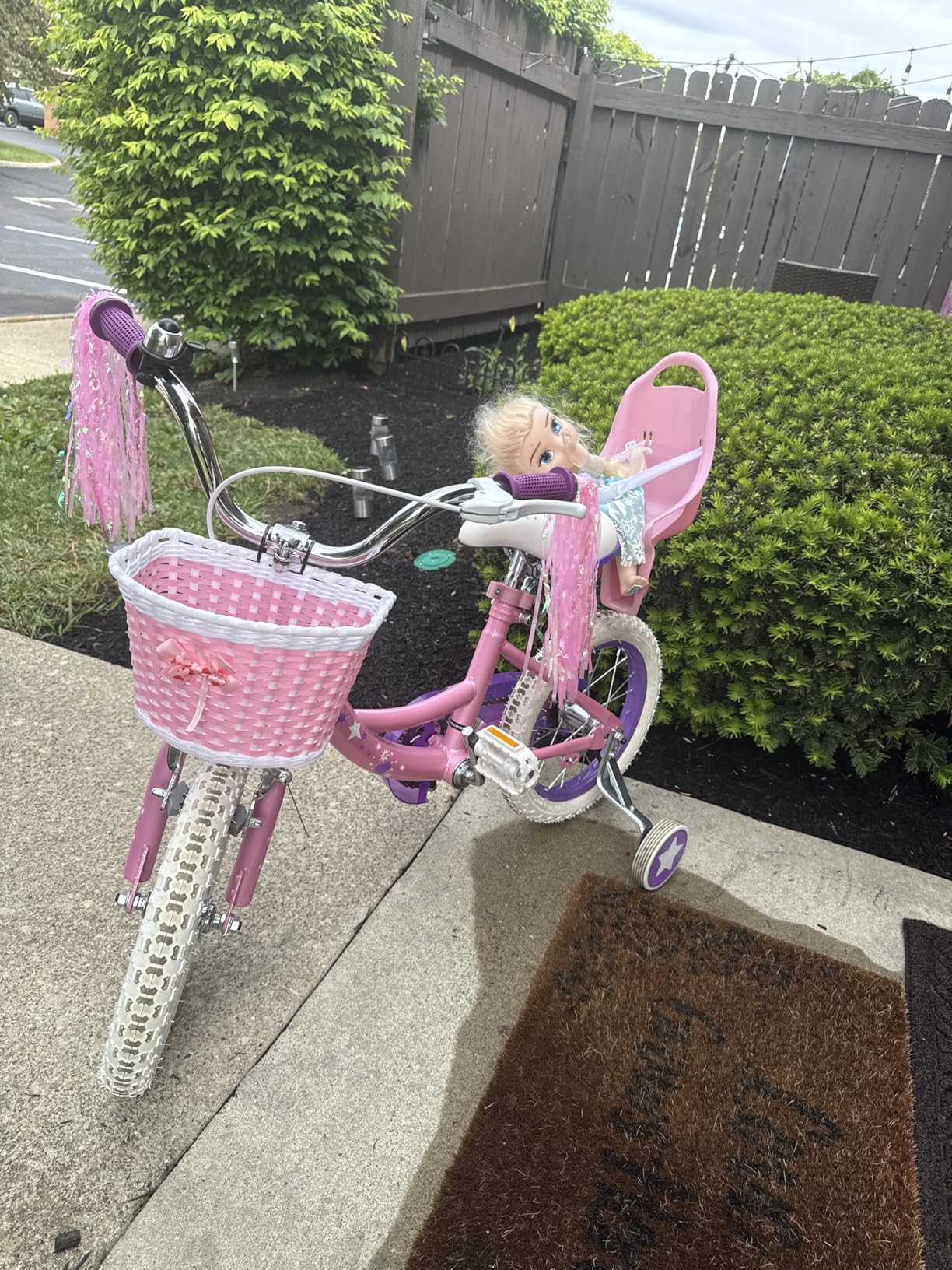 WEIZE Kids Bike, 14 16 Inch Children Bicycle for Girls Ages 4-12 Years Old, Front Basket, Bell, Streamer, Doll Seat, Adjustable Seat & Handlebars, Coaster Brake customer photo 2