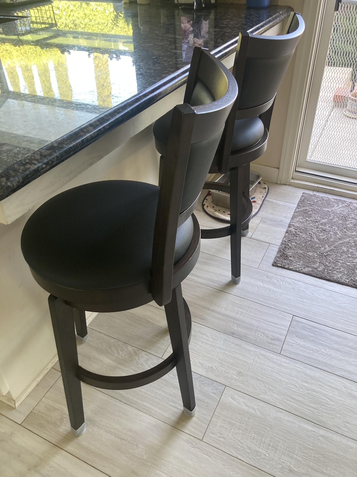 PrimeZone Swivel Bar Stools Set of 2, 24 Inch Counter Height Barstools, Black Faux Leather Bar Stool with High Backrest & Solid Wood Legs & Wrap-around Footrest, Counter Stools for Kitchen Island customer photo 1