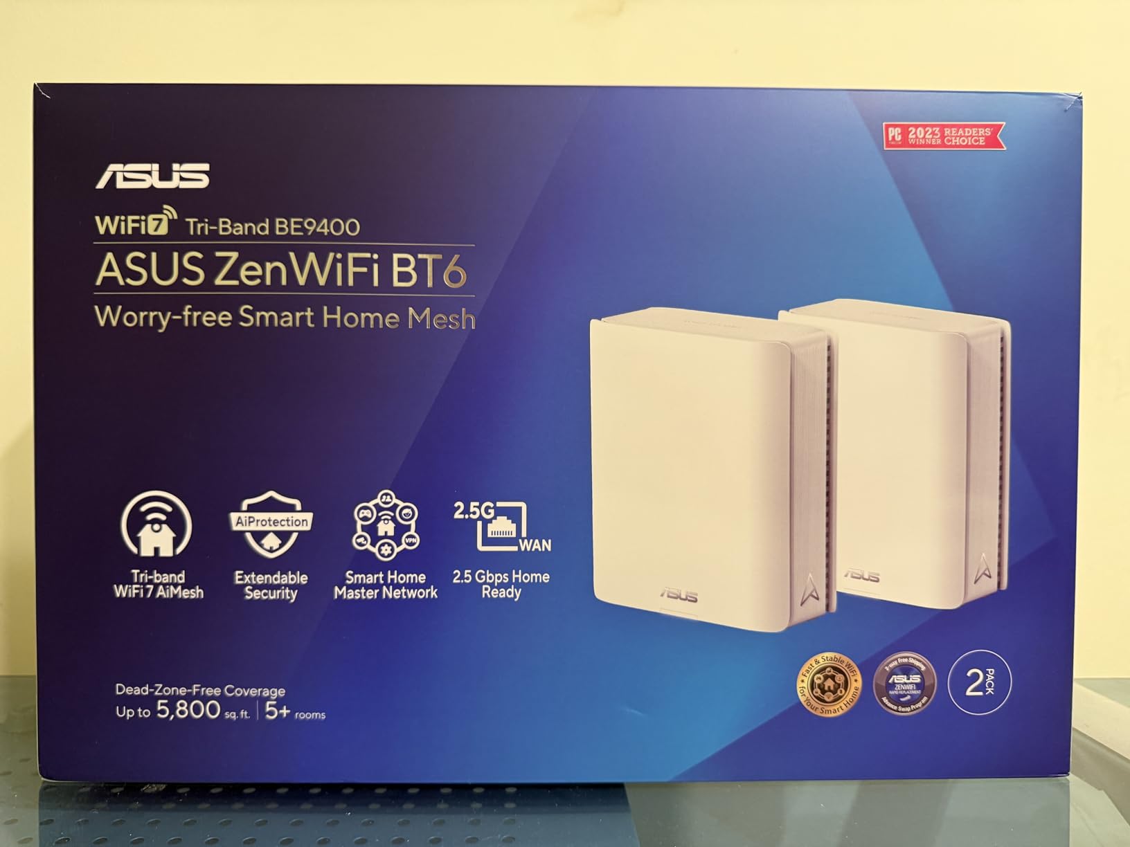 ASUS ZenWiFi BT6 Tri-Band WiFi 7 Mesh, 9.4 Gbps, 7600 sq.ft. (3pk), 2.5G WAN Port, Security and Parental Controls Included, Smart Home Master SSIDs, 4G & 5G Mobile Tethering - BT6 (W-3-PK) customer photo 1
