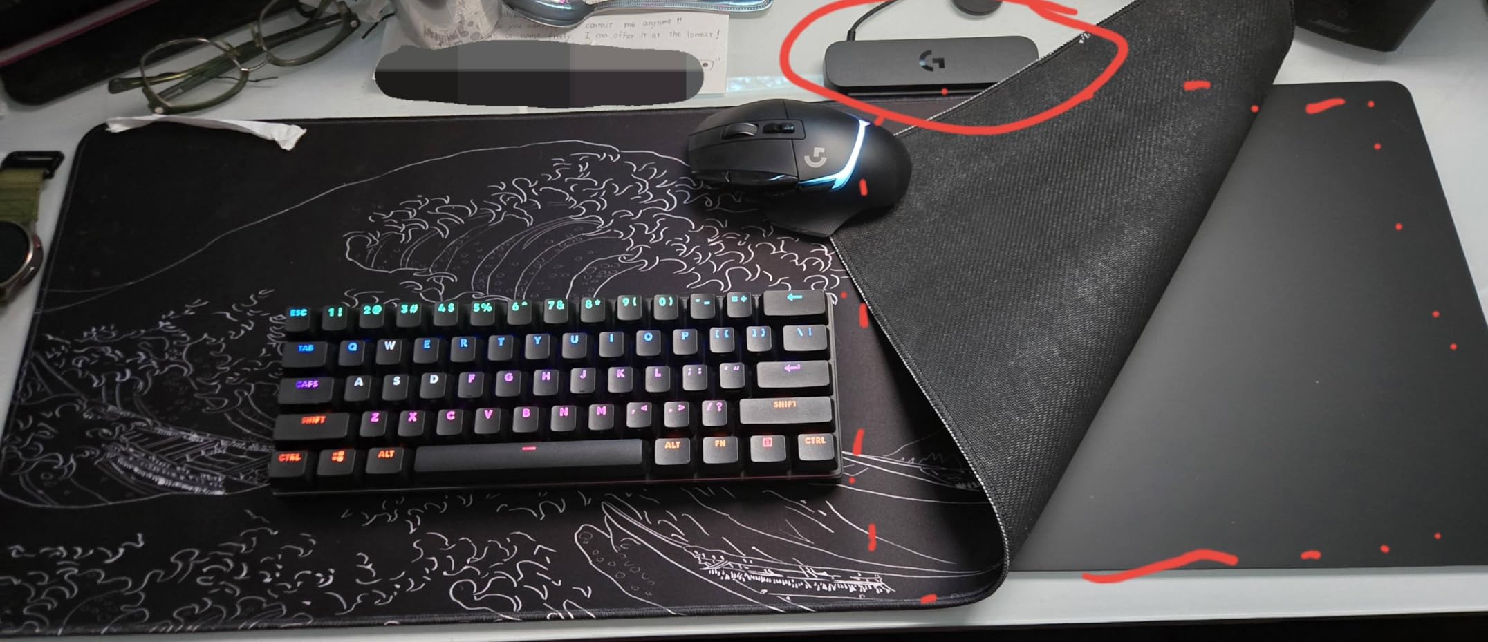 Logitech POWERPLAY 2 Wireless Charging Mouse Pad for Compatible Gaming Mice, 34.5 X 28.4 cm (13.5 x 11.2 inches), 3.5 mm Height, for PC/Mac - Black customer photo 1