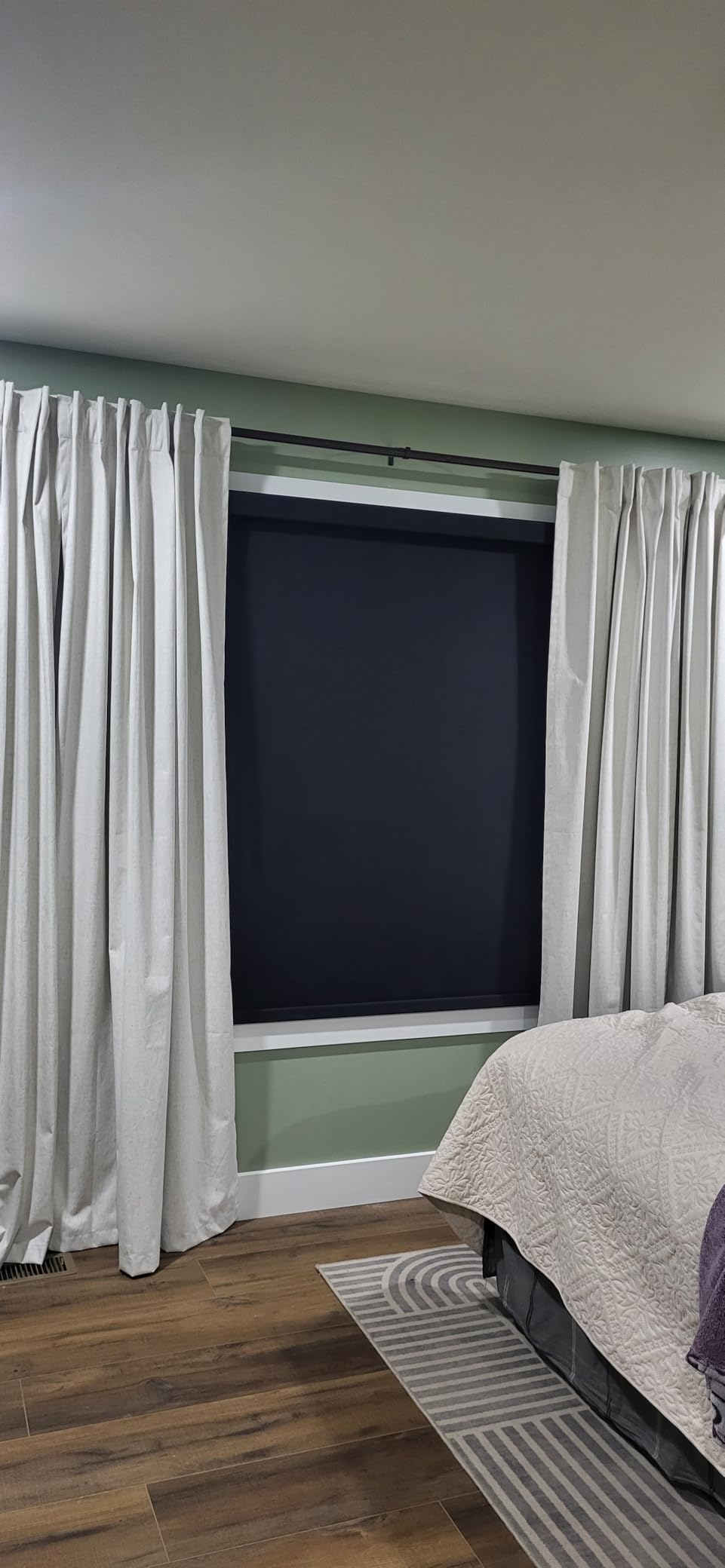 Boolegon Motorized Roller Blinds with Remote Control, Blackout Linen Fabric-Matched Automatic Roller Shades customer photo 1