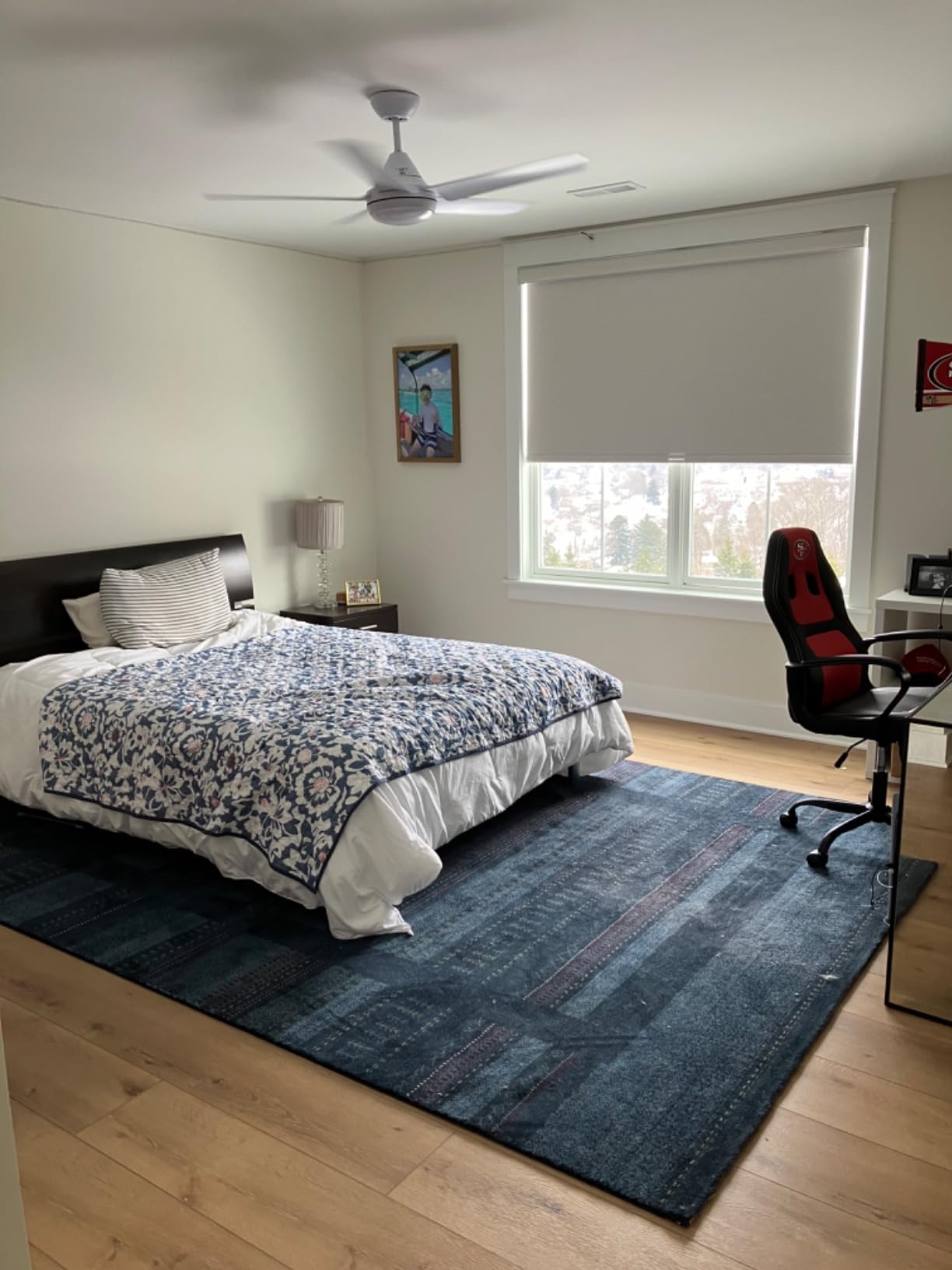 Boolegon Motorized Roller Blinds with Remote Control, Blackout Linen Fabric-Matched Automatic Roller Shades customer photo 2